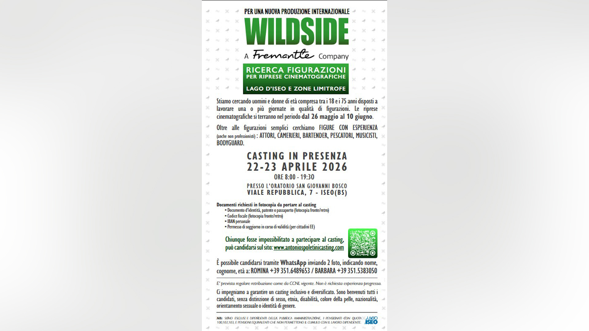 Film hollywoodiano sul Sebino, si cercano 400 comparse